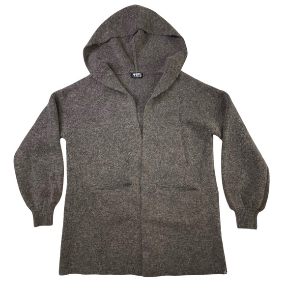 Beryll Vivian Cashmere Blend Hooded Cardigan Size0/S Sweater Coat Mushroom Brown - Picture 1 of 16